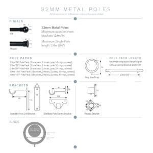 32mm Steel Curtain Pole Extra Information