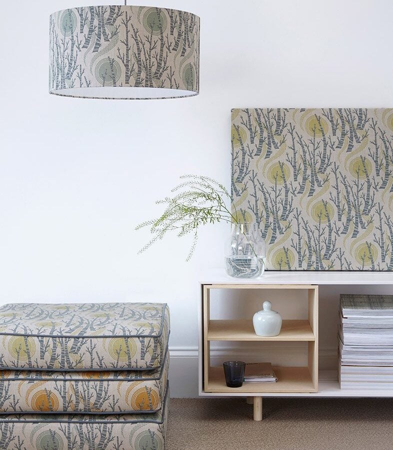 Angie Lewin Birch Tree Sun - Sea Mist and Duck Egg - Image 3