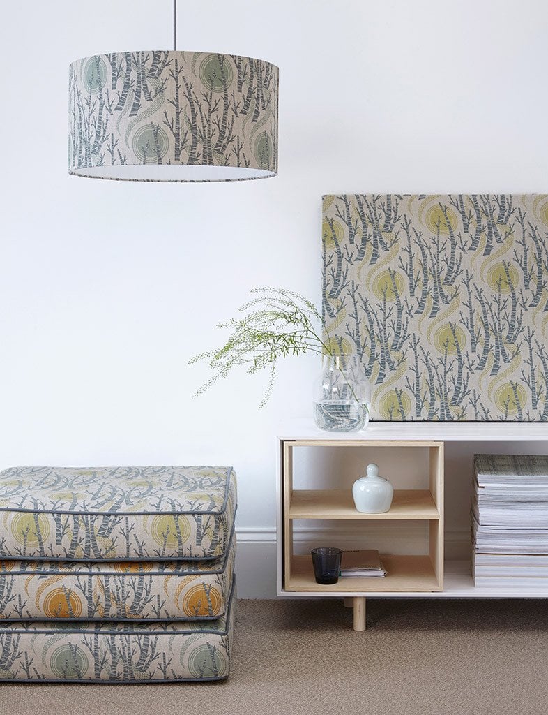Angie Lewin Birch Tree Sun - Sea Mist and Duck Egg - Image 3