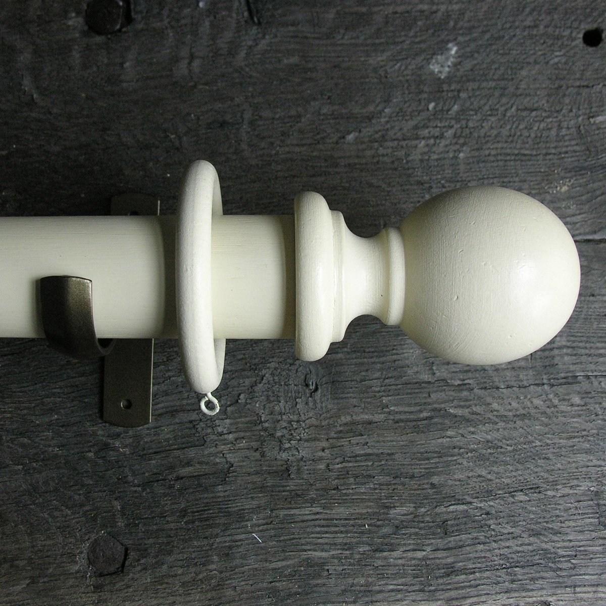 50mm Wooden Curtain Pole Set - Ivory - Image 4