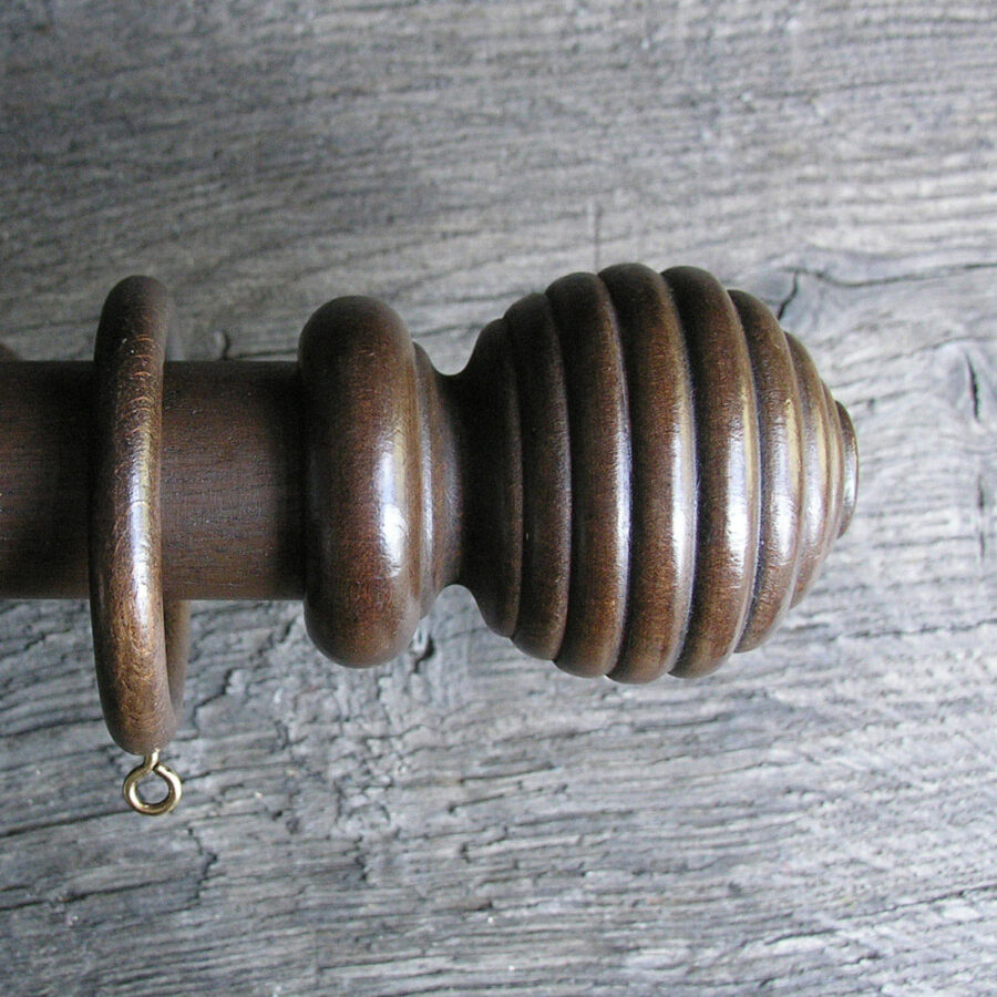 35mm Wooden Curtain Pole Set - Walnut - Image 2