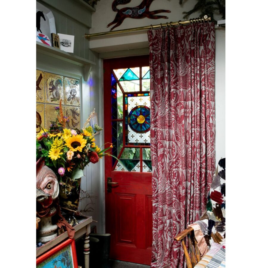 Bird Garden Fabric Door Curtain by Mark Hearld for Tinsmiths Ledbury