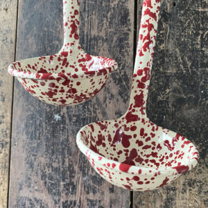 Enamelware Ladle - Burgundy and Cream - Image 4