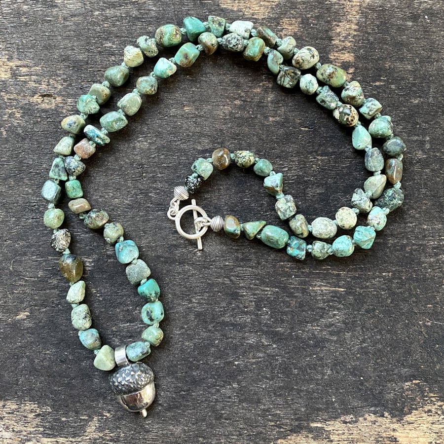 African Turquoise and Silver Necklace CDLT 11/24