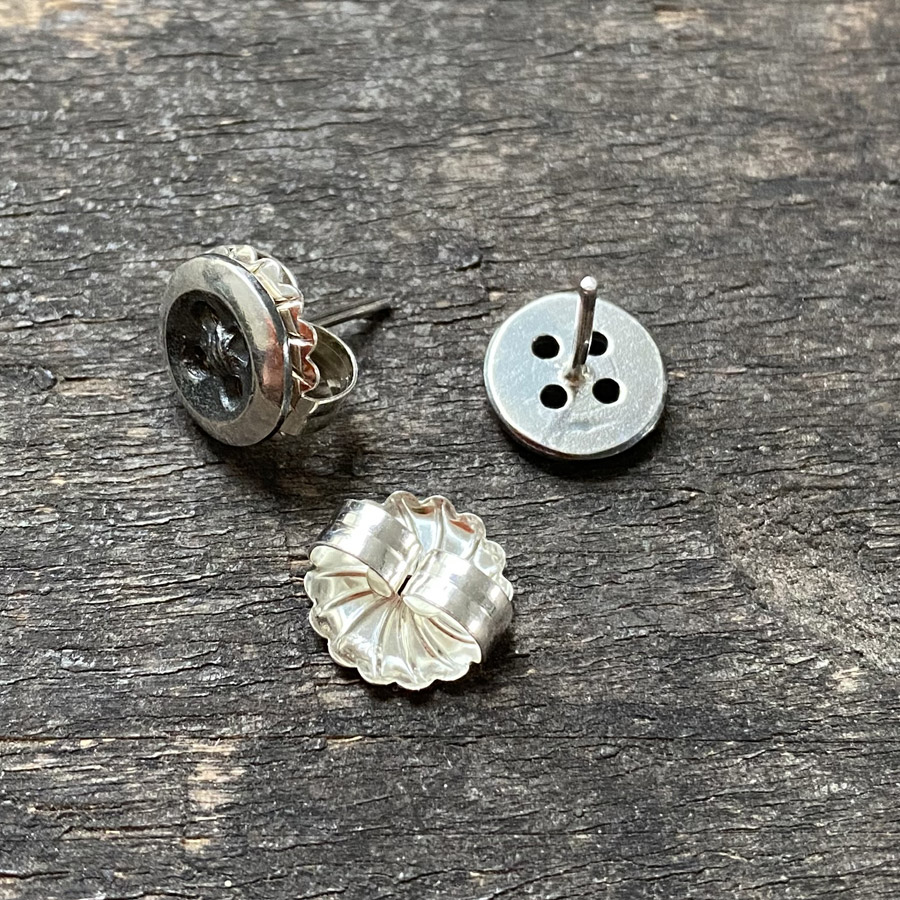 Oxidised Silver Button Earrings CDLT 11/33 - Image 2