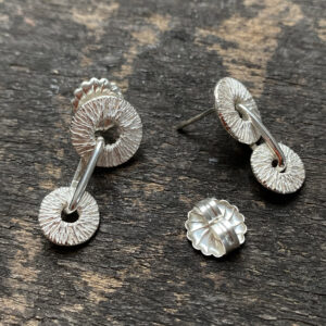 Silver Textured Disc Drop Earrings CDLT 11/11 - Image 2