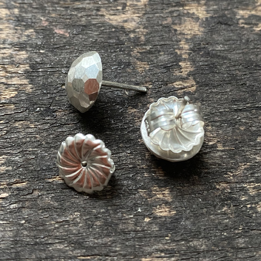 Silver Faceted Dome Earrings CDLT 11/15 - Image 2