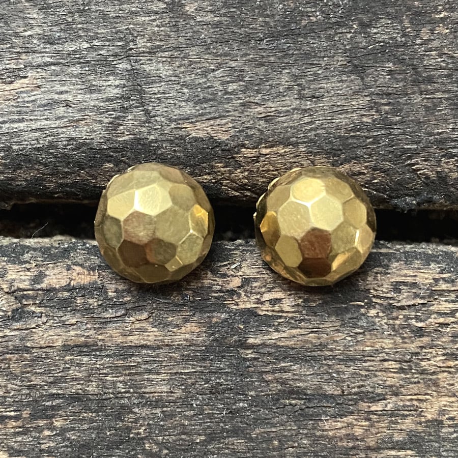 Gold Faceted Dome Earrings CDLT 11/15a