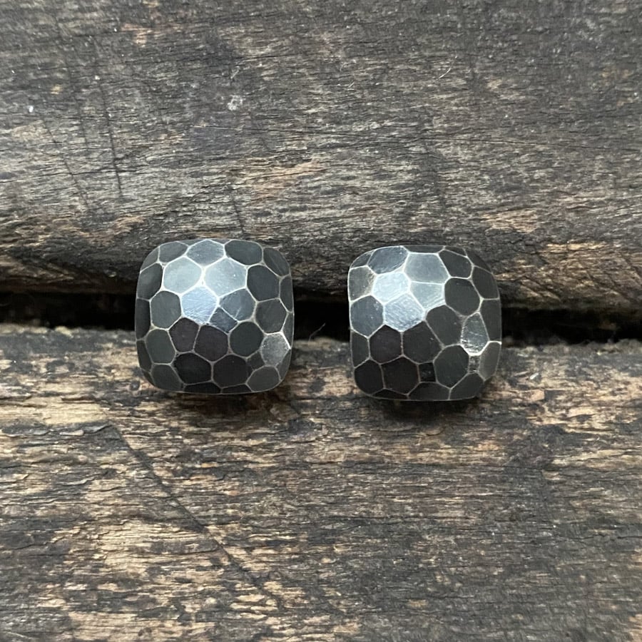 Silver Faceted Cushion Earrings CDLT 3/4