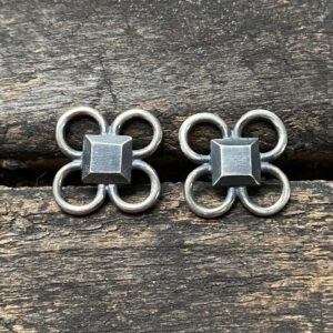 Oxidised Silver Quatrefoil Earrings CDLT 3/7 - Image 1