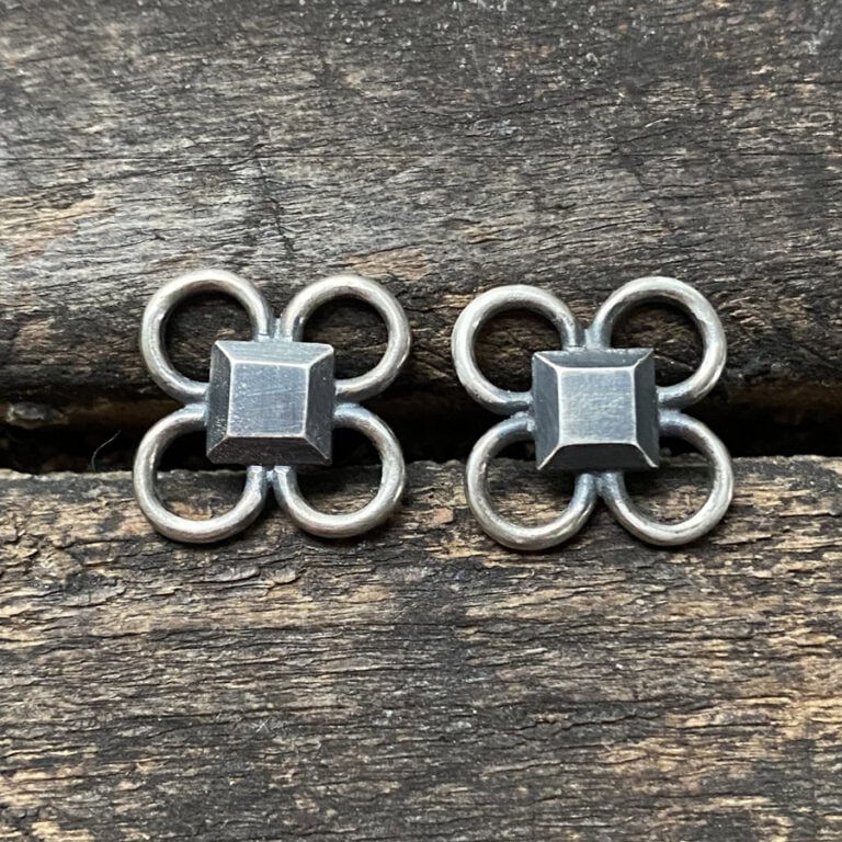 Oxidised Silver Quatrefoil Earrings CDLT 3/7