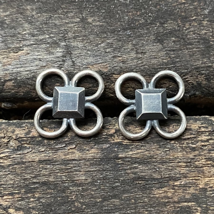 Oxidised Silver Quatrefoil Earrings CDLT 3/7