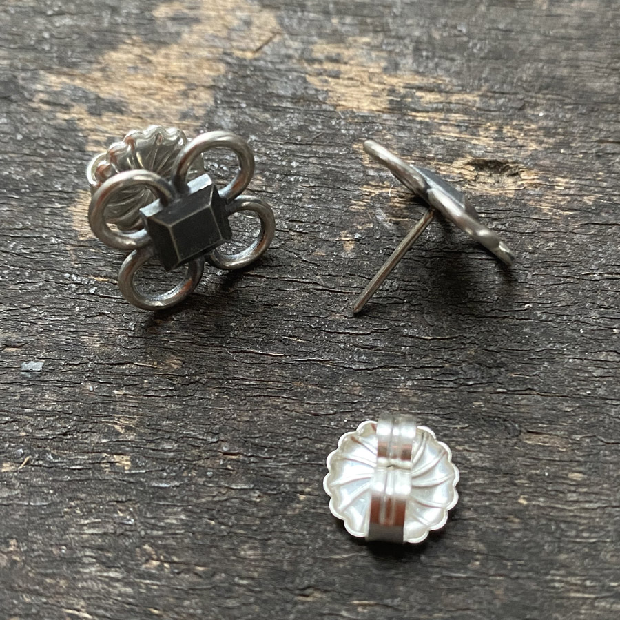 Oxidised Silver Quatrefoil Earrings CDLT 3/7 - Image 2