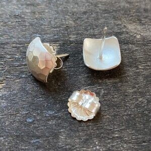 Silver Faceted Cushion Earrings CDLT 3/5 - Image 2