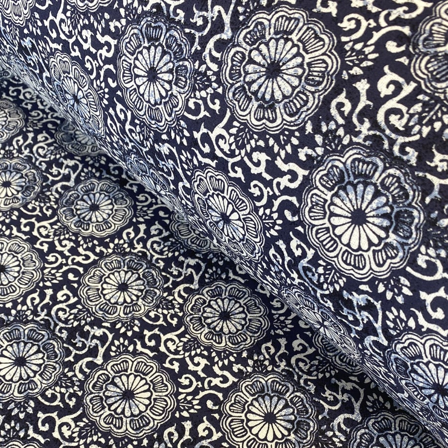 Calendula Cotton Print - Indigo