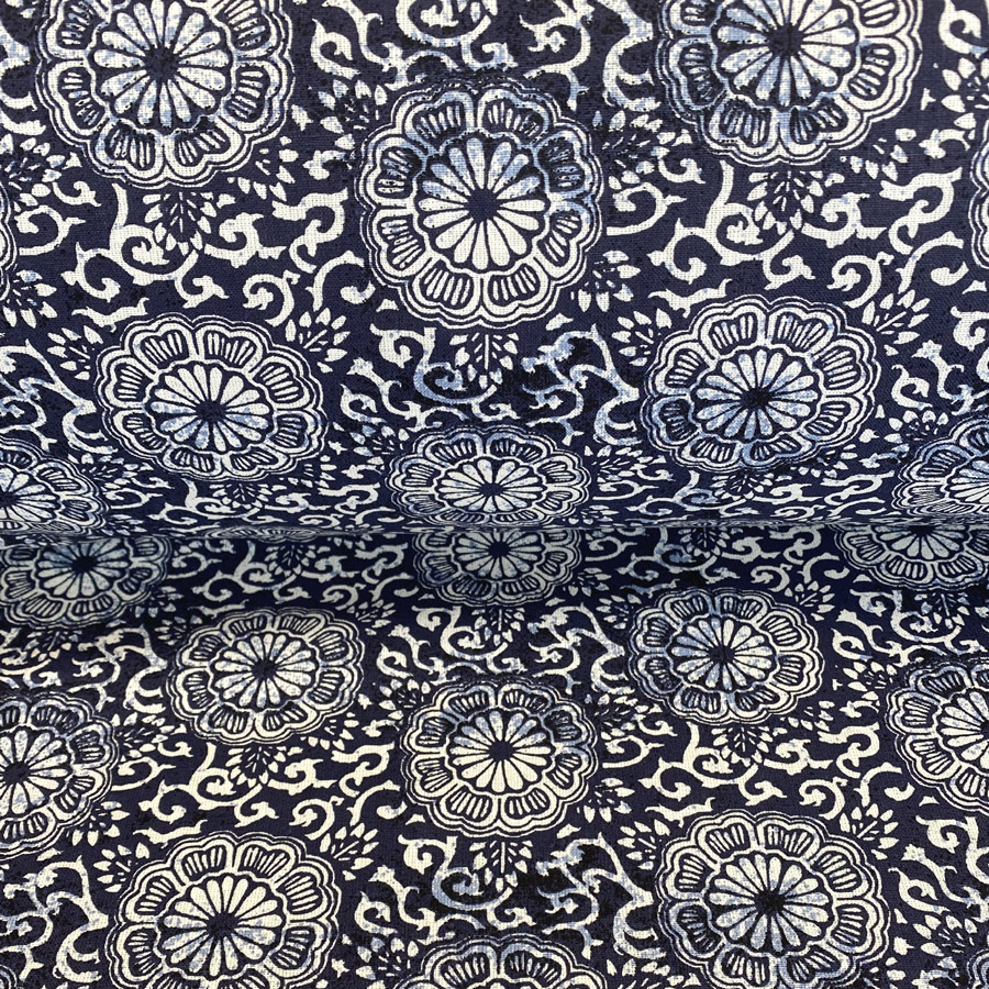 Calendula Cotton Print - Indigo - Image 3