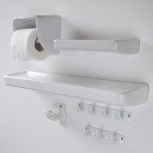 White Ceramic Bathroom Hook Quadruple - Image 3