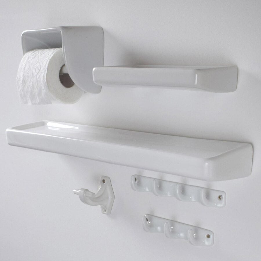 White Ceramic Bathroom Hook Quadruple - Image 3