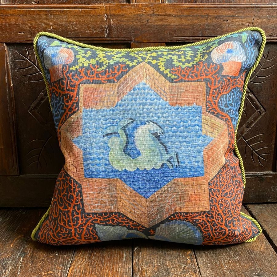 Clive Hicks Jenkins Cushion - Hortus Conclusus Hippocampus