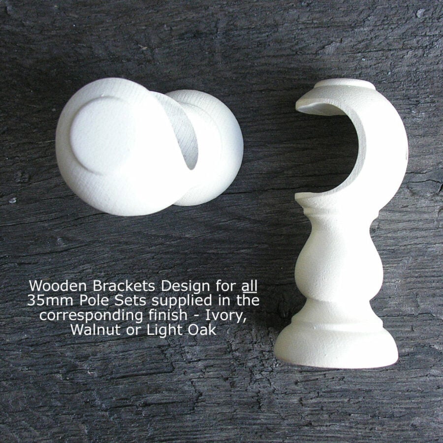 35mm Painted Curtain Pole Set - Ivory - Image 3