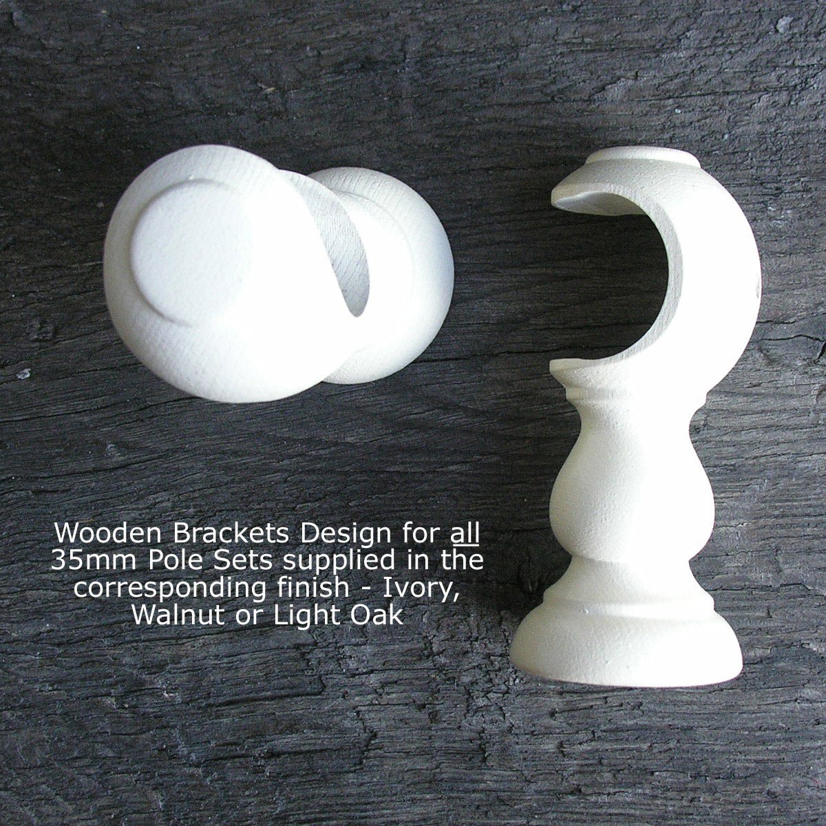 35mm Painted Curtain Pole Set - Ivory - Image 3