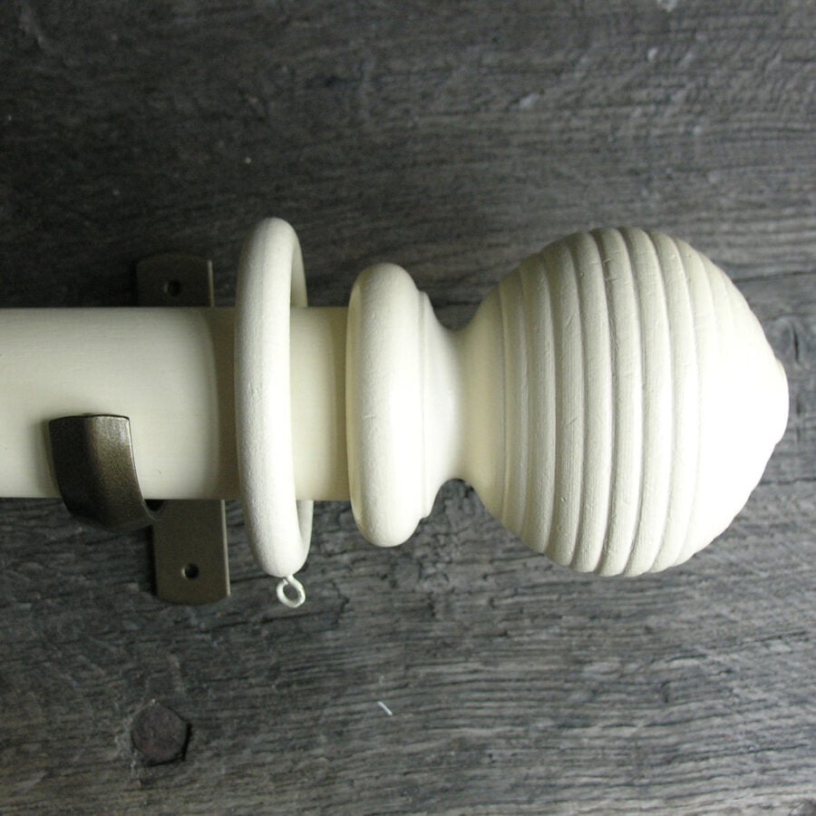50mm Wooden Curtain Pole Set - Ivory - Image 2