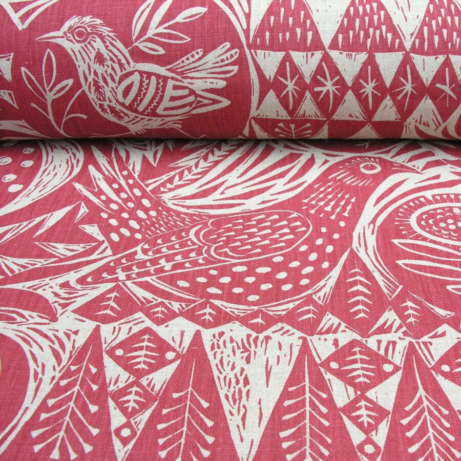 Mark Hearld Bird Garden - Cherry Red - Image 3