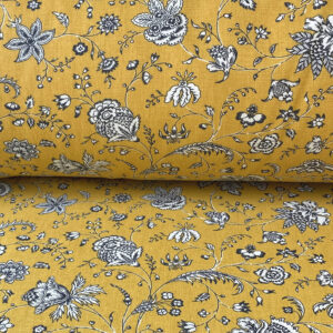 Dianthus Cotton Print-Mustard - Image 3
