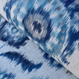 Extra Wide Ikat Floria - Indigo and Teal - Image 1