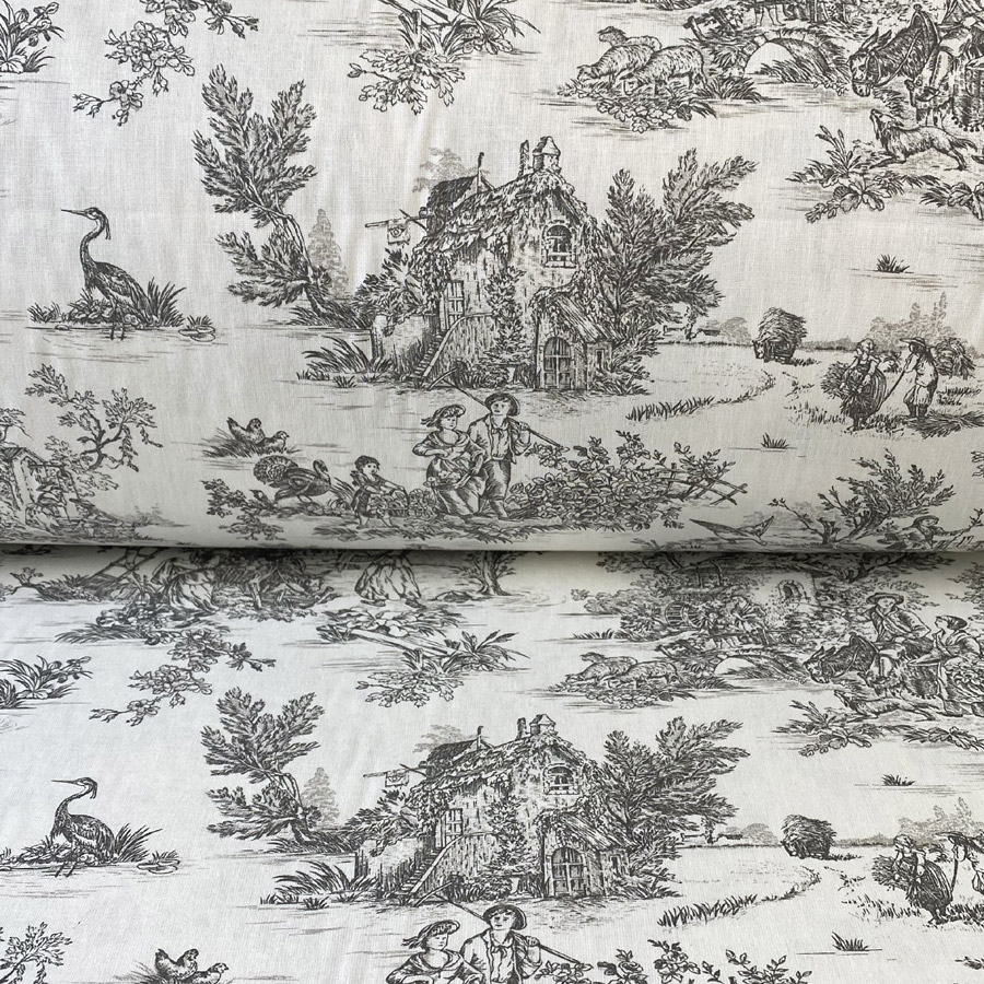 Extra Wide Toile Arcadian - Charcoal - Image 3