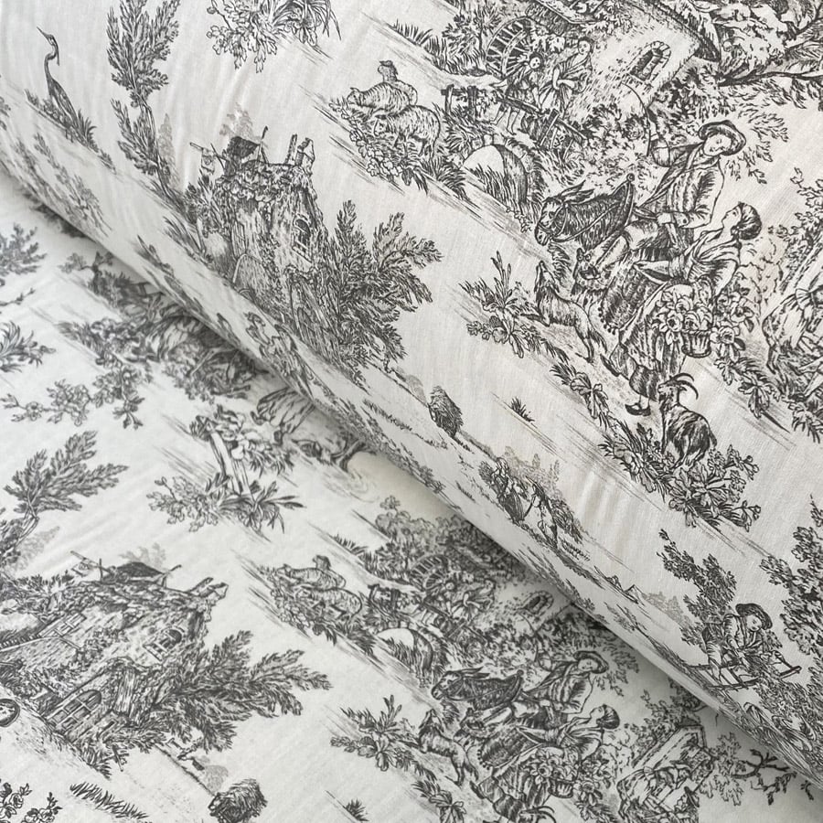 Extra Wide Toile Arcadian - Charcoal