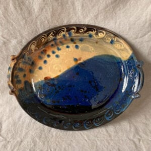 Burgundy Pottery Oval Serving Dish - FCPBOV - Image 1