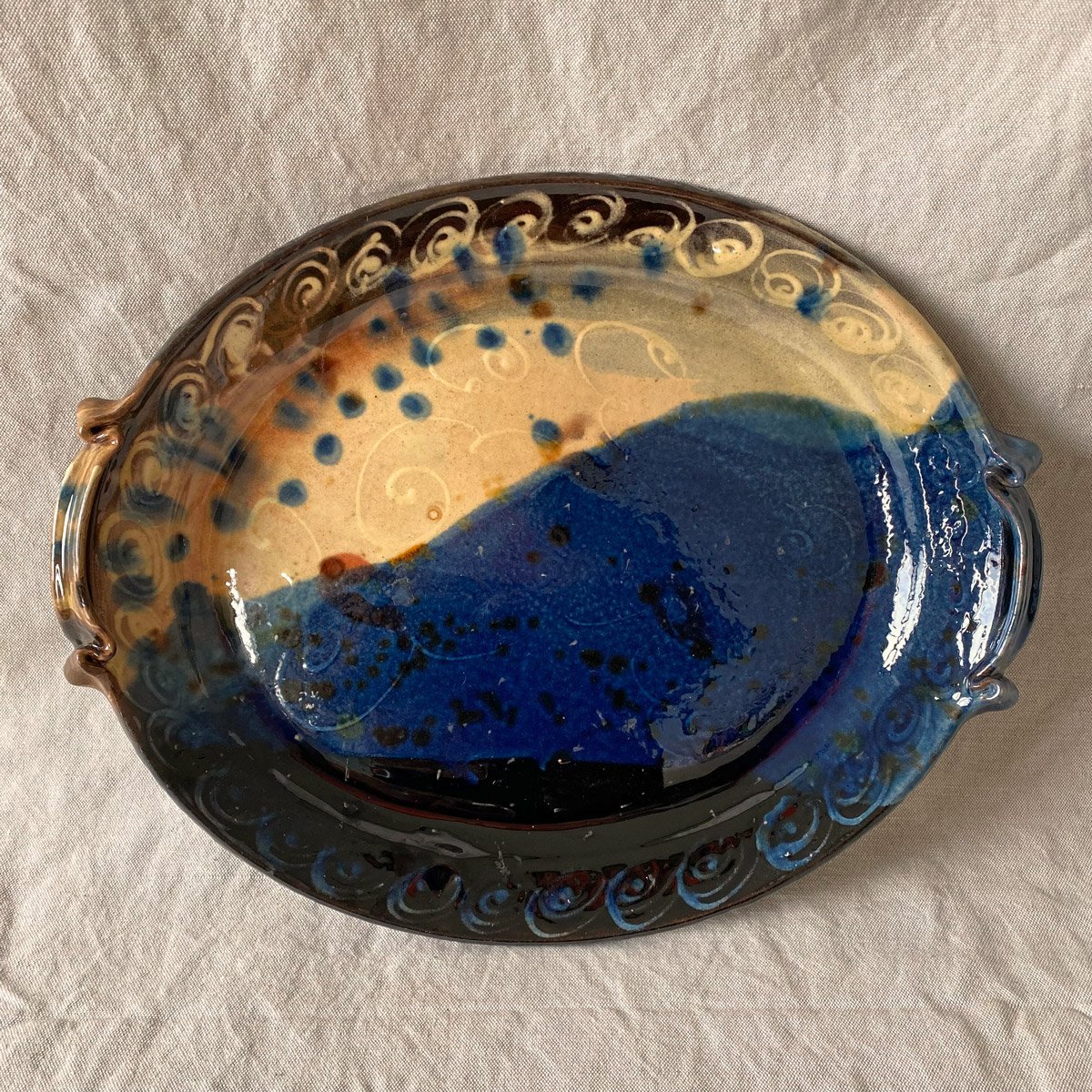 Burgundy Pottery Oval Serving Dish - FCPBOV - Image 1