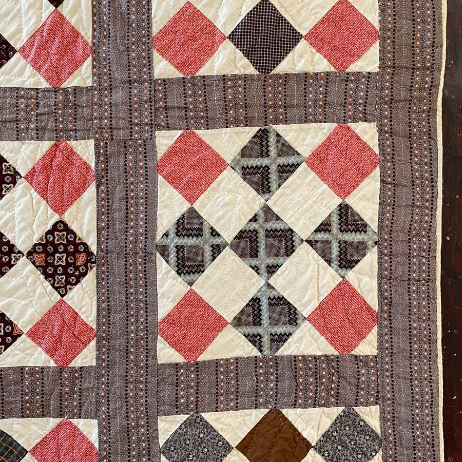 C1880's American Patchwork Quilt - FEBPQ4 - Image 3