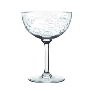 Pair of Crystal Champagne Saucers - Fern Design - Image 2