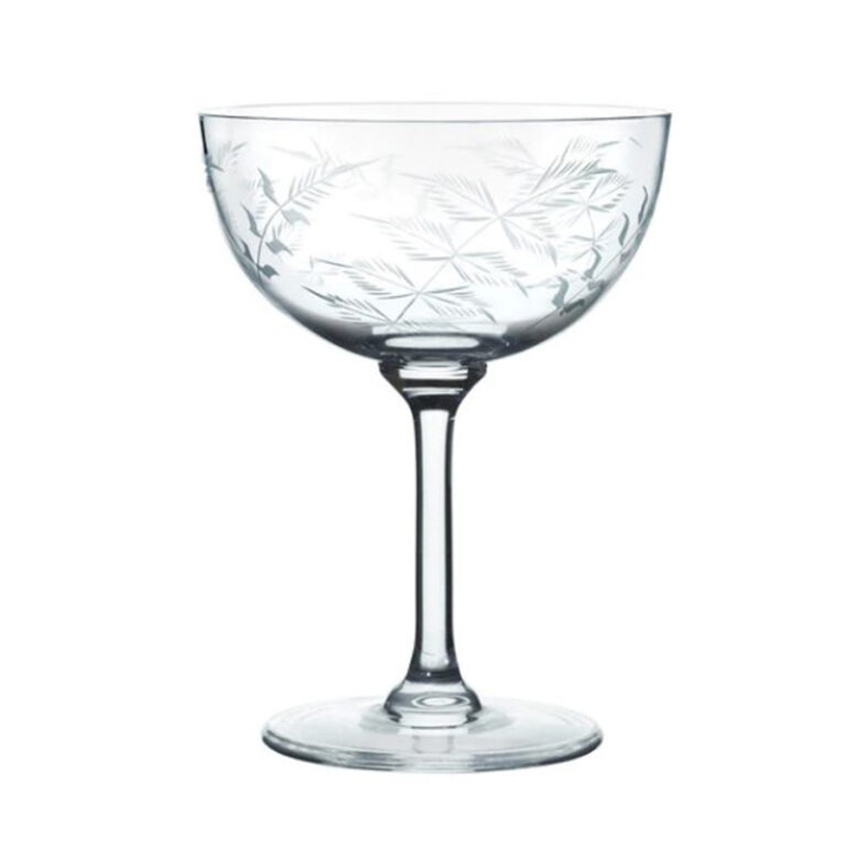 Pair of Crystal Champagne Saucers - Fern Design - Image 2