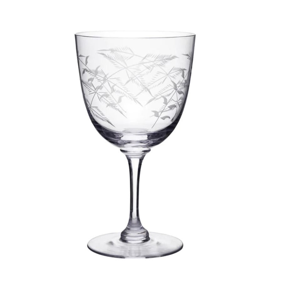 Set of Six Crystal Wine Glasses - Fern Design - Image 2