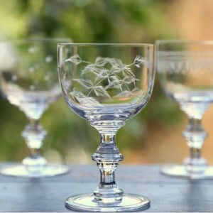 Set of Four Crystal Wine Goblets - Fern Design