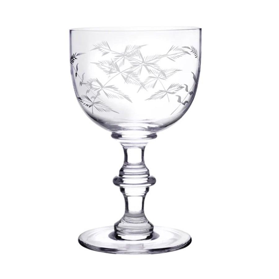 Set of Four Crystal Wine Goblets - Fern Design - Image 2