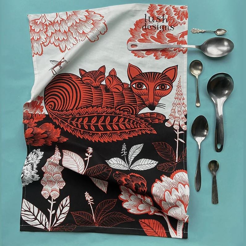 Fox and Cubs Tea Towel - Image 2