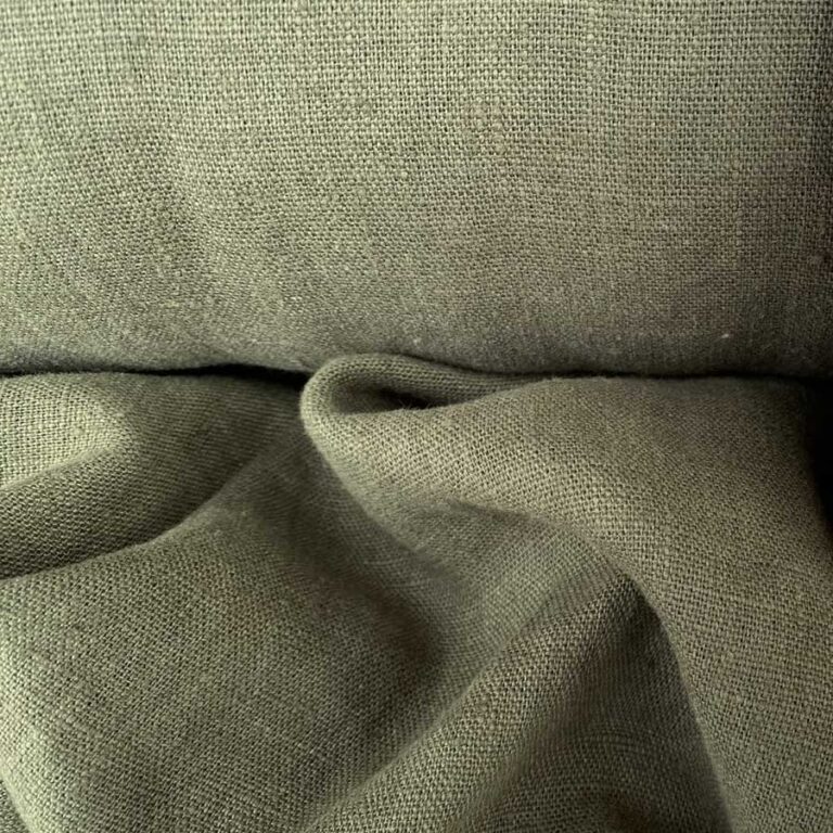 Dark green linen fabric