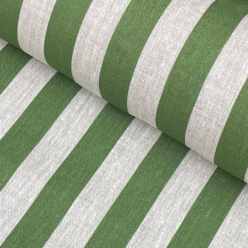 Beta Linen Stripe - Leaf Green