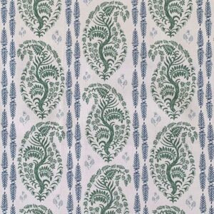 Larisa Stripe Ivory - Leaf Green and Indigo - Image 2