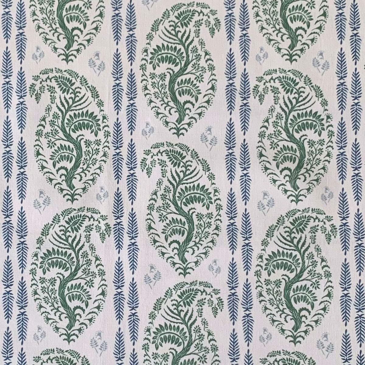 Larisa Stripe Ivory - Leaf Green and Indigo - Image 2