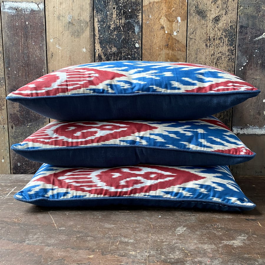 Ikat Cushion - Red Blue - Image 5