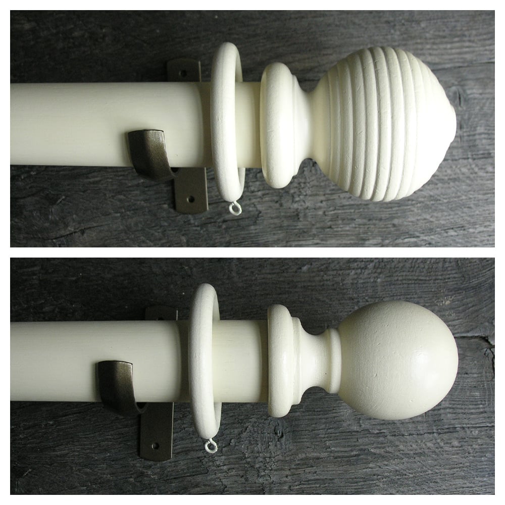 50mm Wooden Curtain Pole Set - Ivory - Image 1