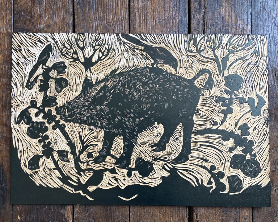 Wild Boar in the Brussel Sprouts, Letterpress Poster Jen Whiskerd - Image 5