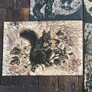 Squirrel in the Strawberry Patch, Letterpress Poster Jen Whiskerd - Image 5