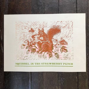 Squirrel in the Strawberry Patch, Letterpress Poster Jen Whiskerd - Image 4