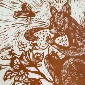 Squirrel in the Strawberry Patch, Letterpress Poster Jen Whiskerd - Image 2